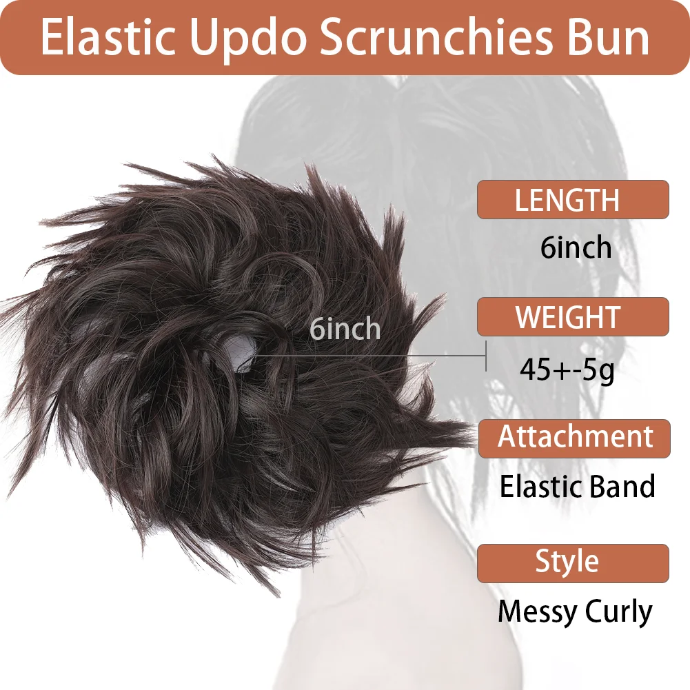 Tousled Updo Messy Bun Hairpiece Synthetic Hair Extension Scrunchies Ponytail Hairpieces for Women