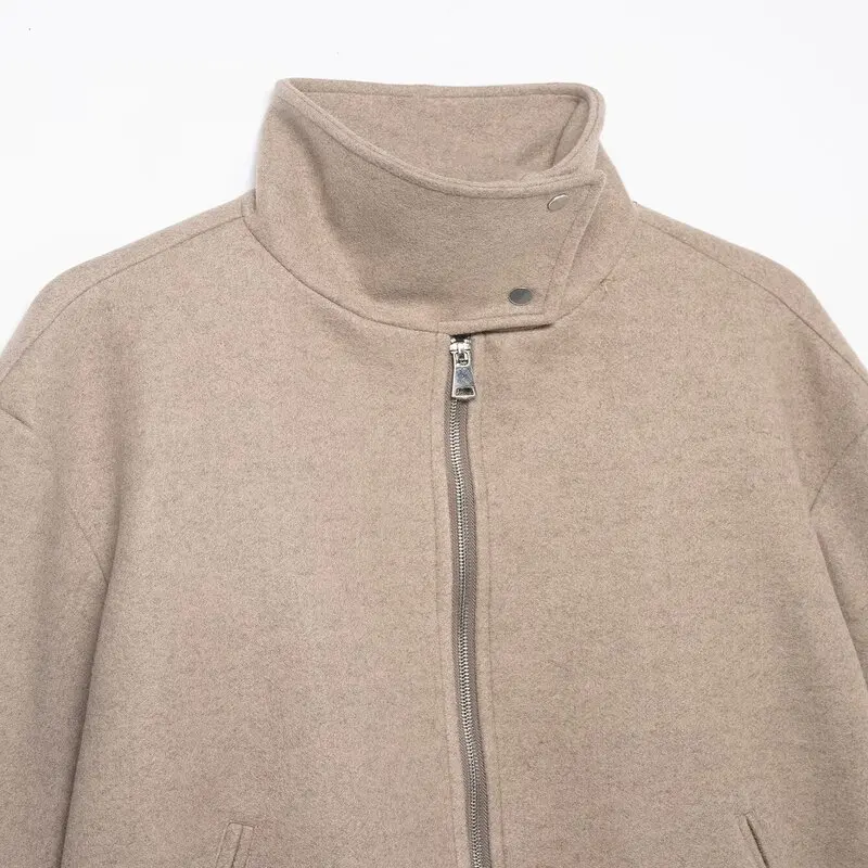 شتاء 2025 ملابس خارجية نسائية طويلة Sve Pilot Jaet بياقة واقفة متعددة الاستخدامات وصلت حديثًا معطف صوفي أنيق 938634 #3