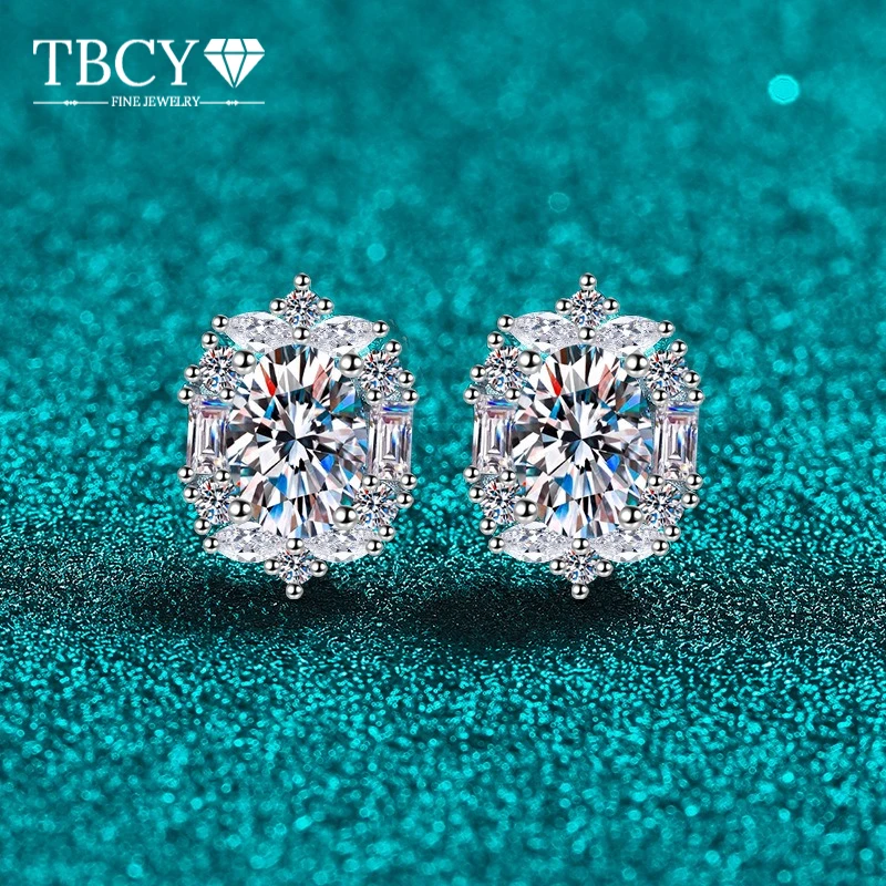 

TBCYD 2CT серьги-яйца, шпильки с муассанитом, цвет D, VVS1, серьги с муассанитом и бриллиантами для женщин, серебро S925, GRA, ювелирные изделия, подарки