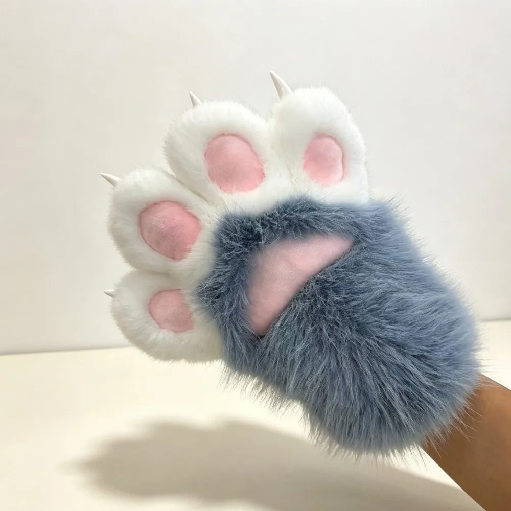 Novelty Thicken Beast Claw Glove Furry Warm Cosplay Costume Gloves Cosplay Props Plush Cat Paw Gloves Party