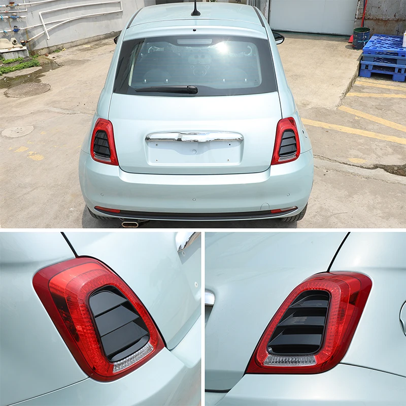 

For 2016+ Fiat 500 car rear taillight decorative panel sticker ABS piano black car exterior modification 2-piece set