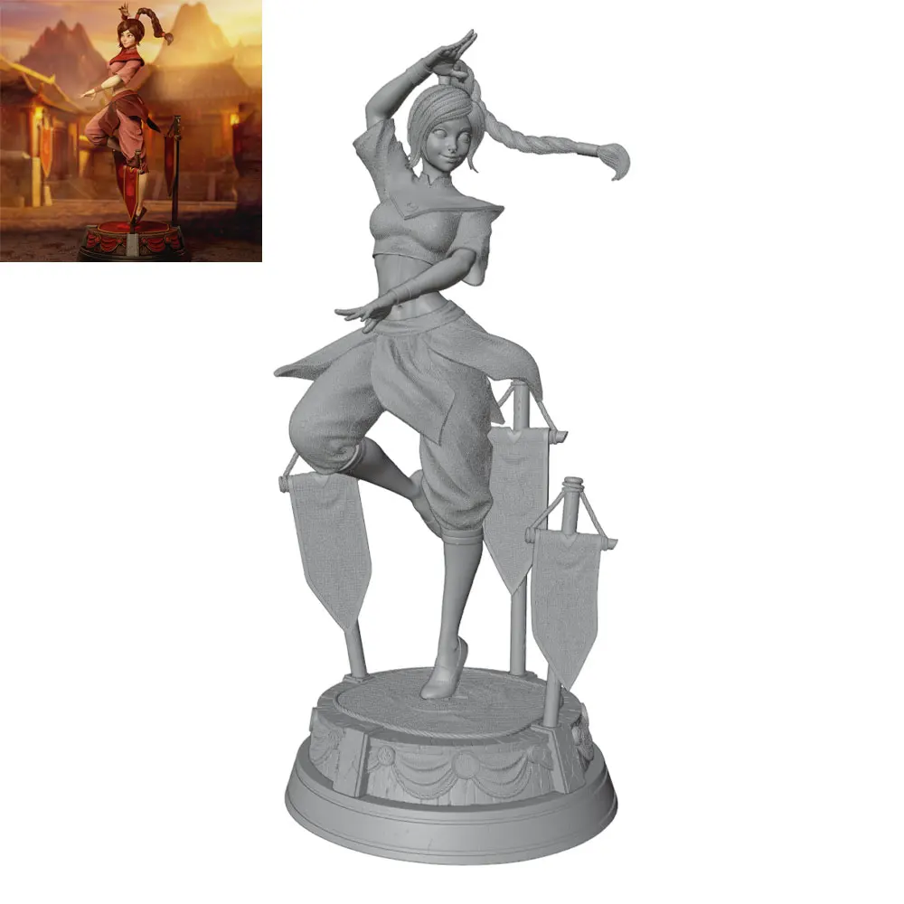1/24/12/6 traditional kung fu uniform shape, cute braided kung fu girl resin model kit, GK mini 3D printed statue, not colored