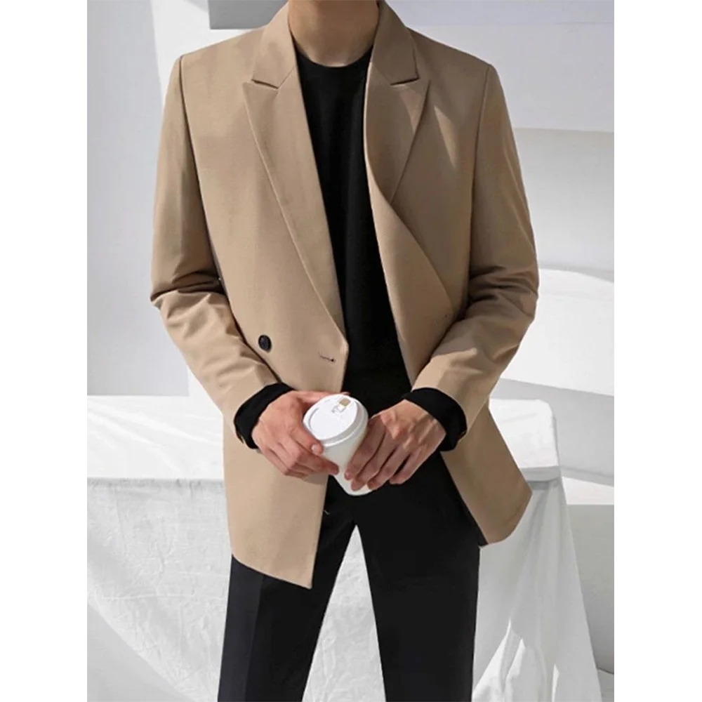 

Мужские костюмы, комплект из 2 предметов, куртка, брюки с пиковыми лацканами, двубортный деловой стиль для работы, праздничная одежда