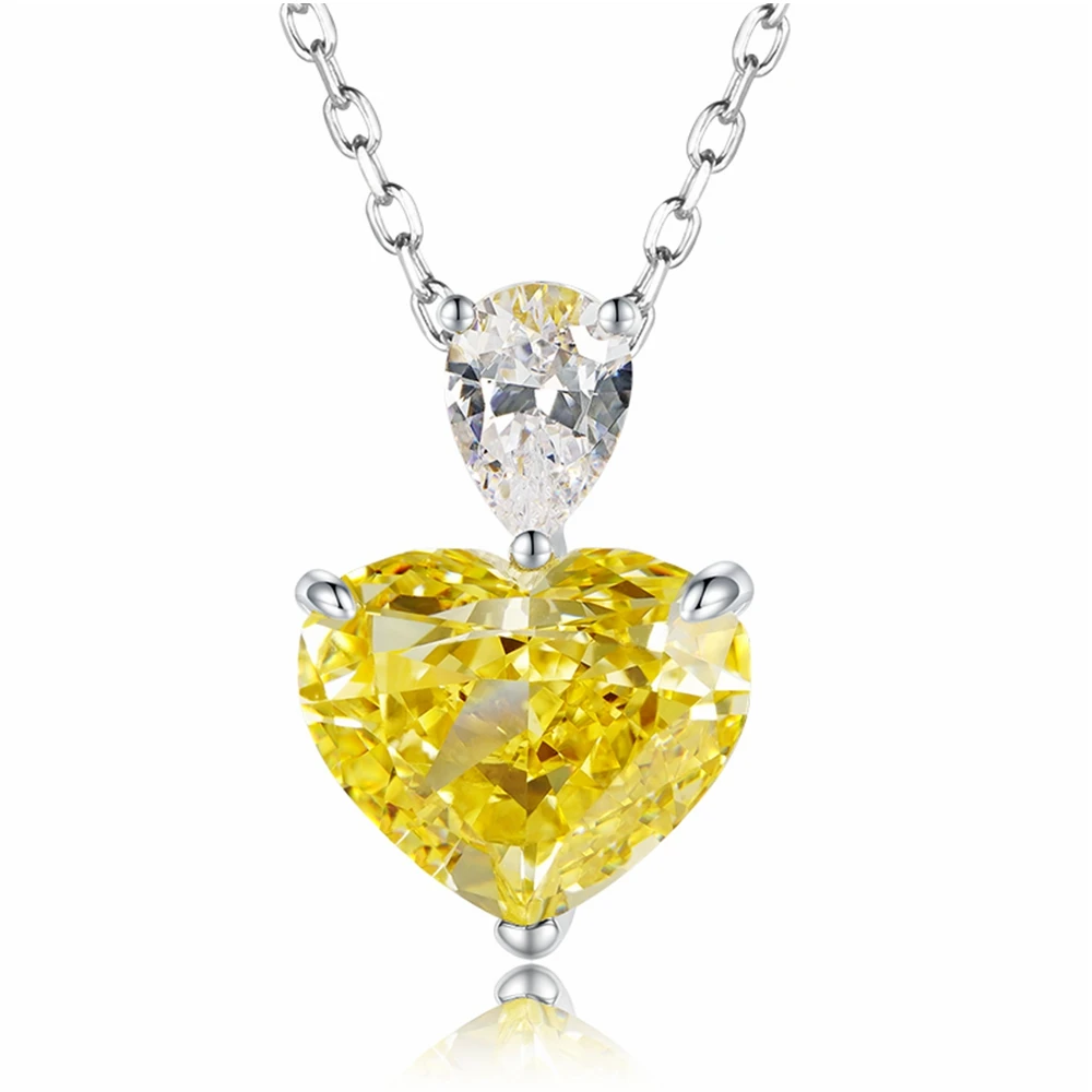 IsRabbit 18K Gold Plated Heart Ice Vivid Intense Two Colors Sapphire Wedding  Necklaces Women 925 Sterling Silver Luxury Jewelry