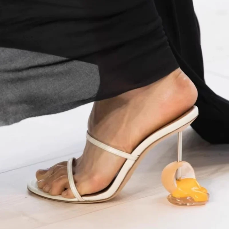 2025 Egg Stomping Niche Design High-Heeled Sandals for Nightclubs Sexy and Irregular Heels Shoes for Women image 4