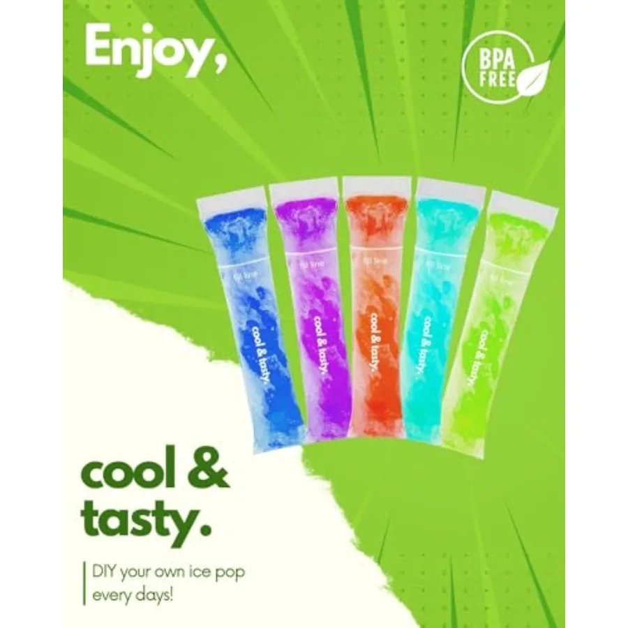 150 Disposable Popsicle Mold Bags with Zip Seals, 8x2