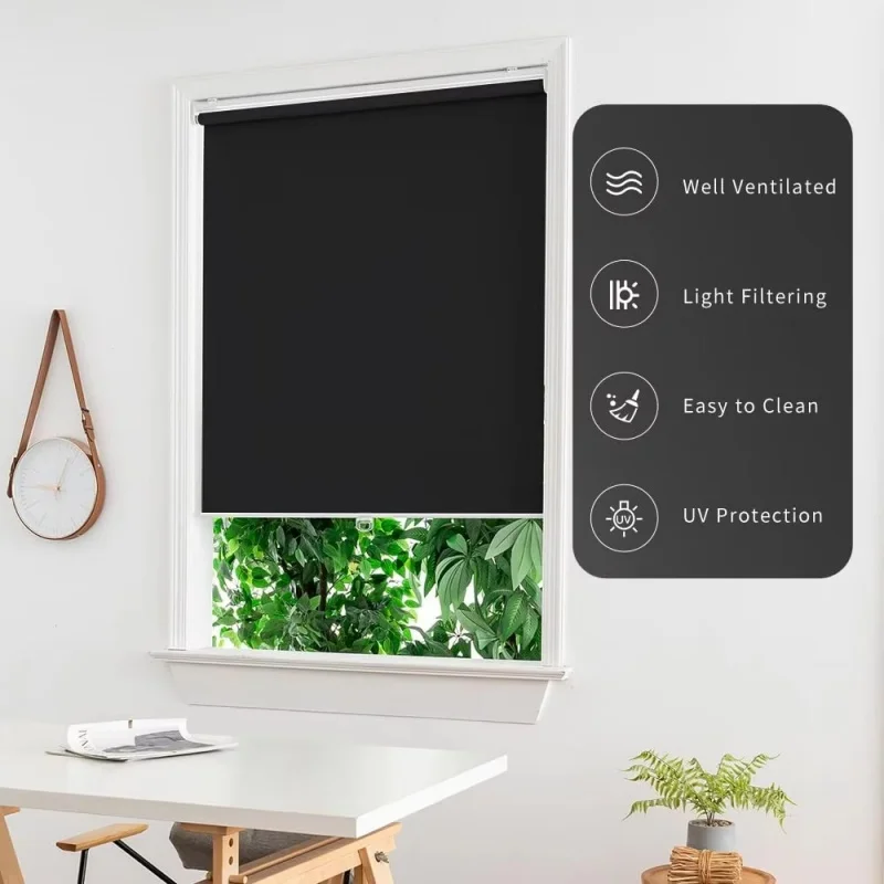 hot selling uv protection cordless full light-blocking window shades single layer manual spring control roller blind for home