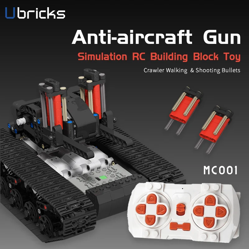 Ubricks MC001 Anti-aircraft Tanks Gun War Military Vehicle Car Weapon Toy Model Building Blocks Bricks Kits for Christmas Gifts