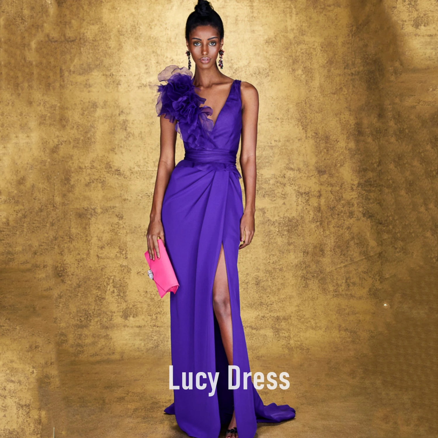 Robe de Soirée Élégante et Violette pour Bal de Promo, Tenue de Célébrité de Luxe, pour Mariage, 2023