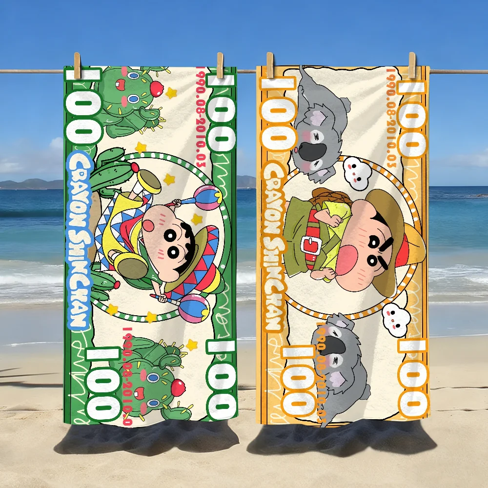 Lustiges Cartoon-Handtuch mit C-Crayon Shin-chan-Motiv, niedliches Handtuch, schnell trocknend, weich, für Yoga, Schwimmen, Fitness, Bergsteigen, große Strandtücher