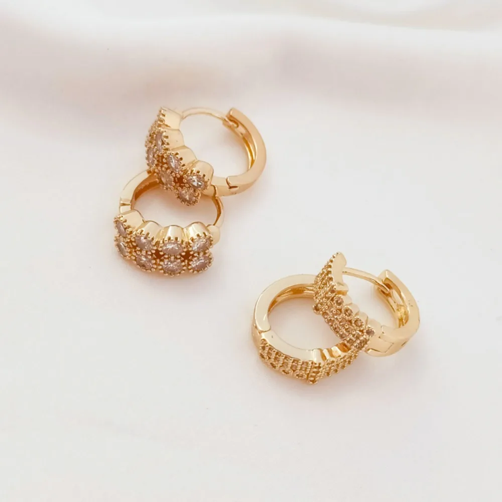 

Пряжки для ушей с позолоченным цирконом 14 карат, элегантные серьги, серьги, аксессуары ручной работы своими руками