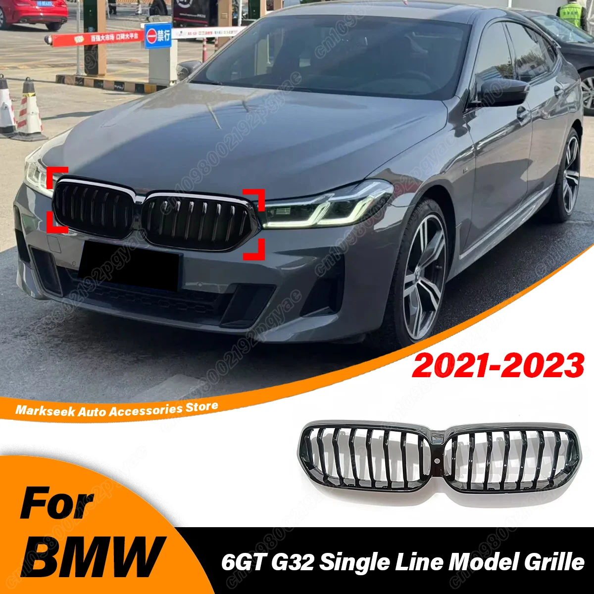 

For BMW 6 Series GT G32 2021 2022 2023 Car Front Bumper Radiator Grille Single Line Model Racing Model Water Tank Cover Body Kit