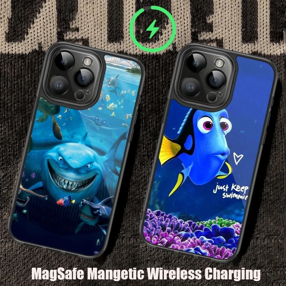 MINISO F-Finding N-Nemo Dory Phone Case For iPhone 11 12 13 14 15 Pro Max Plus Mini Magsafe Magnetic Wireless Charging Shell