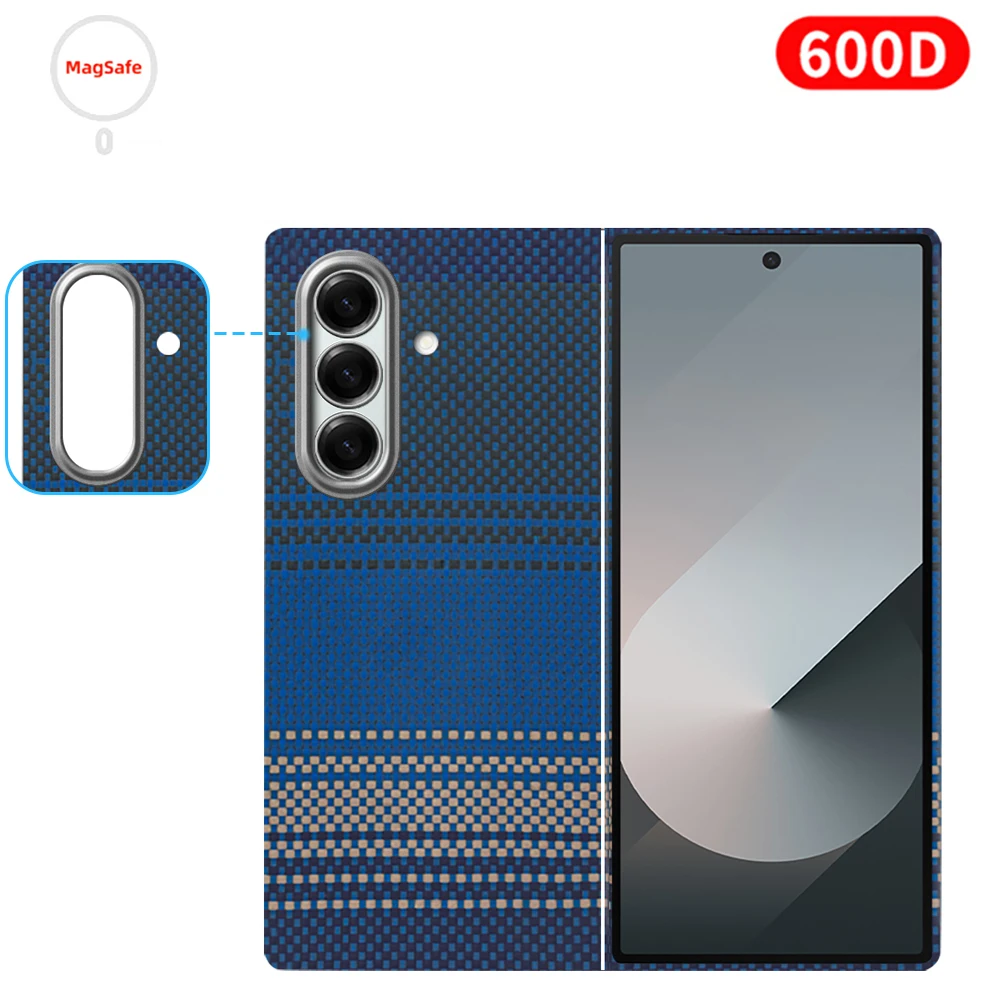 Voor samsung z fold 7 carbon case 600d kevlar aramidevezel magsafe stof ultradunne harde cover magnetische balck Slim light premium