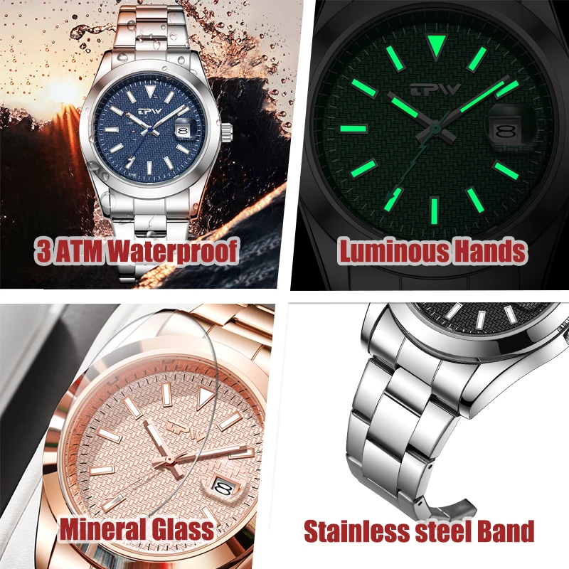 TPW Business Watch Quartz Movement  Stainless steel  Strap Watch Analog with Day Function