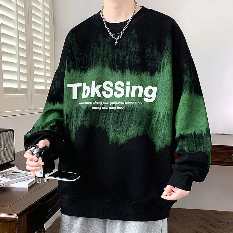 Novo em moletons e moletons para homens outono preto solto moletom primavera manga comprida camiseta roupas masculinas oversized hoodie