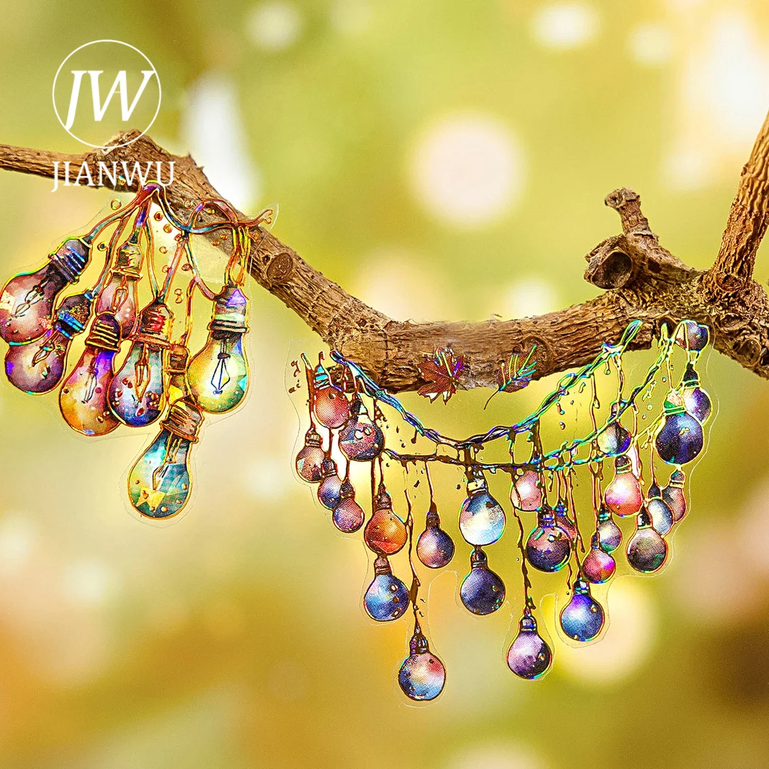 JIANWU سلسلة حفلات ضوء النجوم خمر الليزر الذهب ضوء المناظر الطبيعية المواد الكولاج PET ملصق الإبداعية DIY مجلة القرطاسية