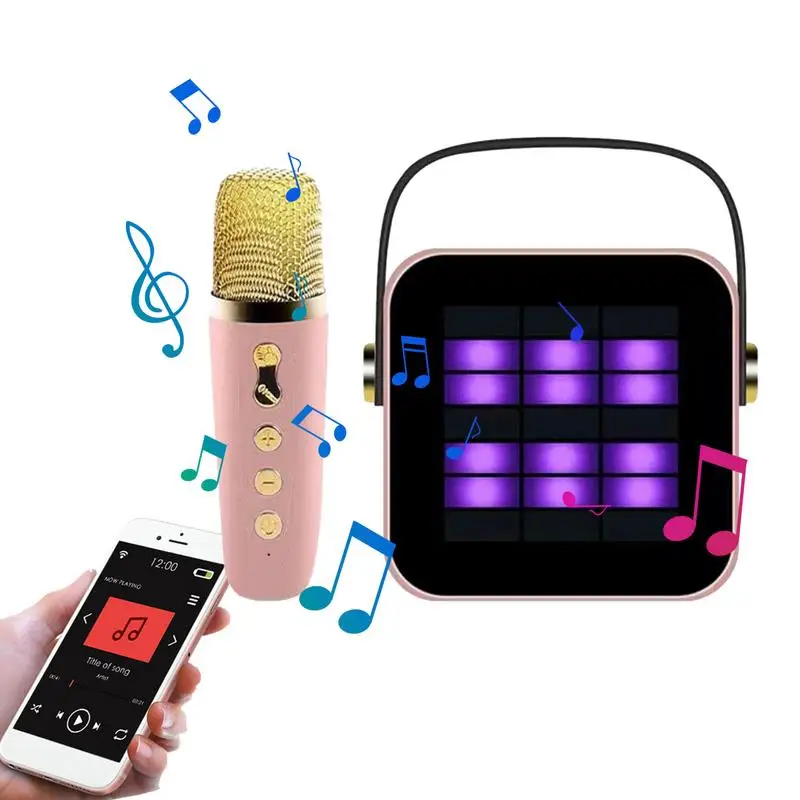 Karaoke Machine Portable Mini Outdoor Speaker For Karaoke Intelligent Lighting Entertainment Speaker For Family Gathering Beach