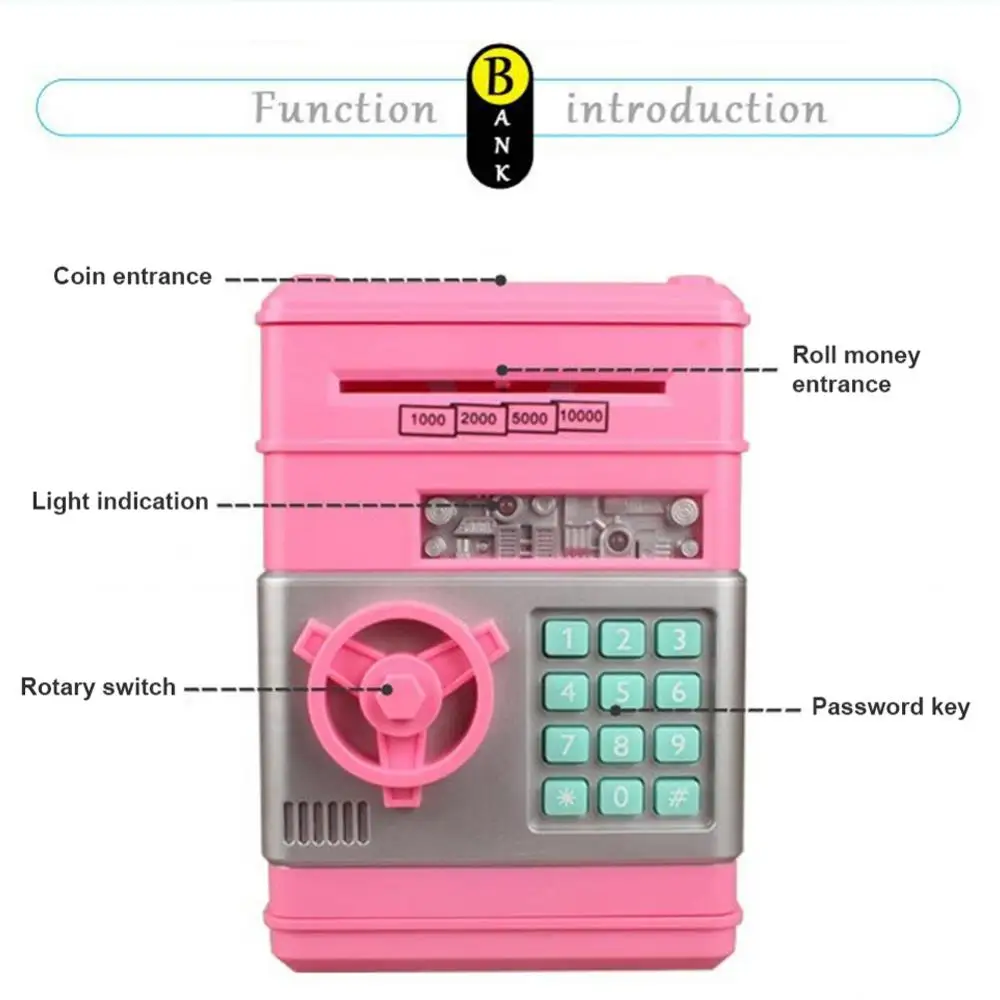 Electronic Password Money Box Code Key Lock Piggy Bank Automatic Cash Saving Money Box Counter Mini Safe Box Child Gift