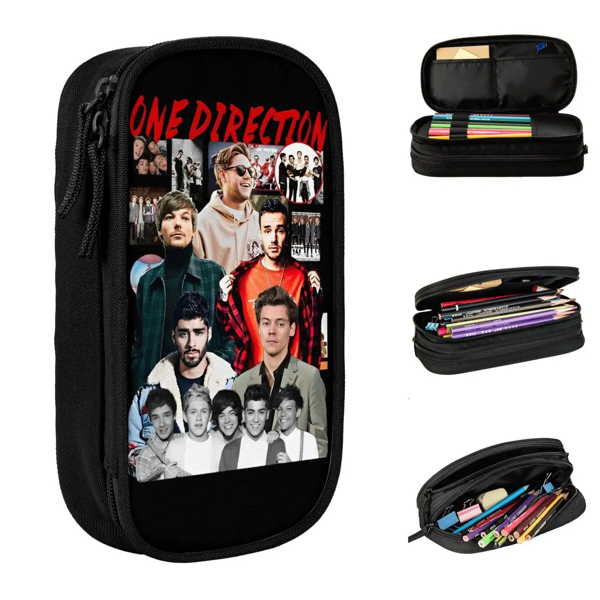 1D One Music Directions Pencil Case Fashion Band Pen Box Bag for Student Large Storage Students School Gift Pencilcases