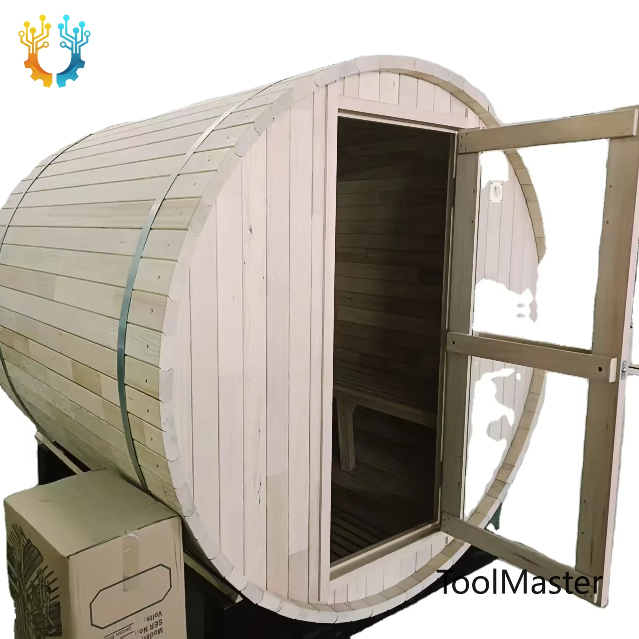 【2026】Modern Electric Solid Wood Sauna Barrel With Wet Steam And Computer Control Panel