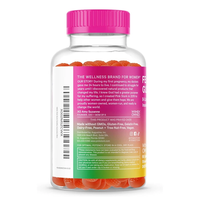 Fertility 60 gummies: Female strawberry fertility supplement, healthy cycle, prenatal vitamins, inositol+vitamin B6+folic acid,