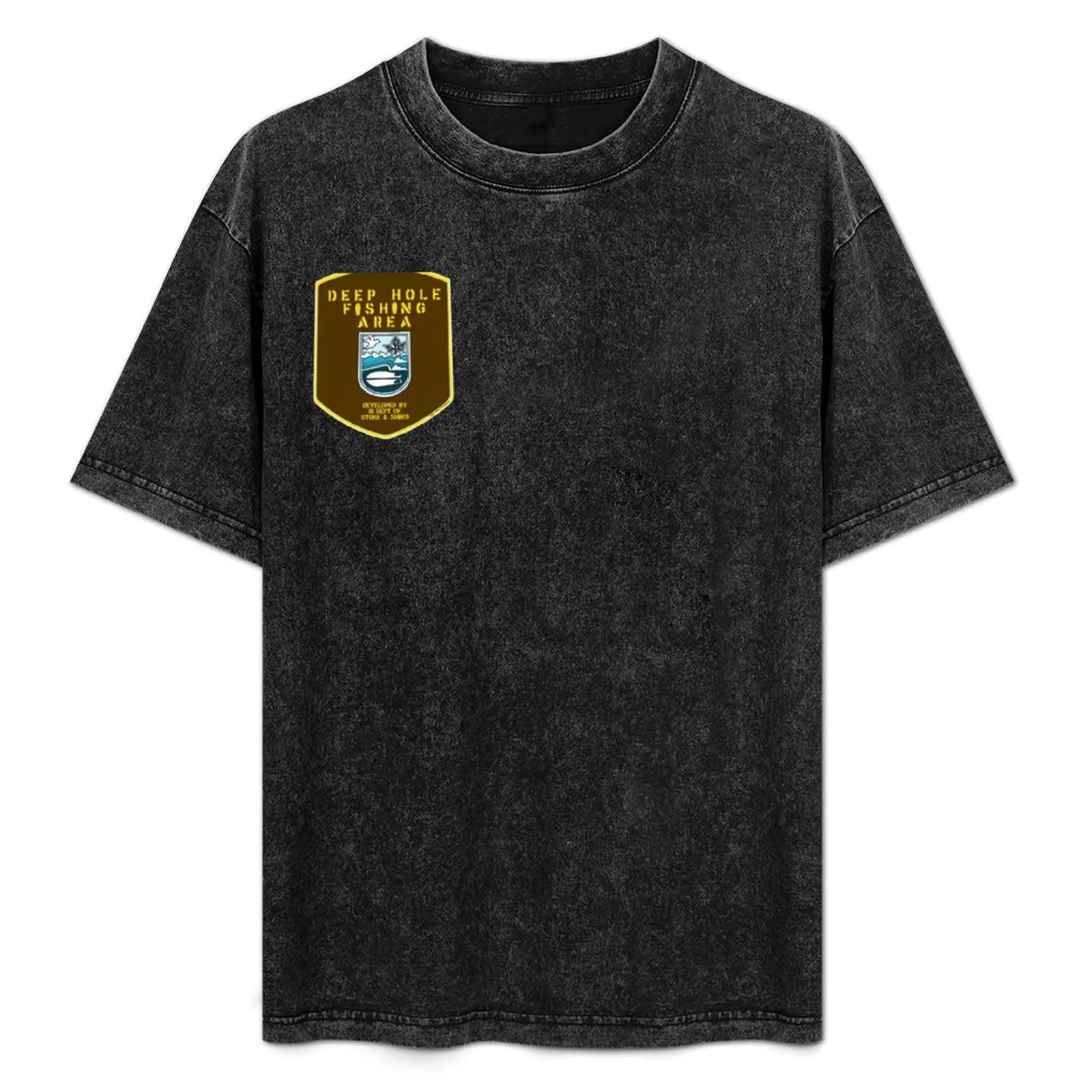 

Deep Hole Fishing Area T-Shirt Casual All Match Tee Shirt for Men
