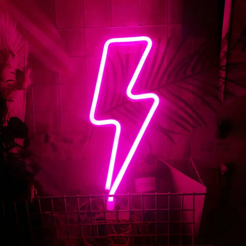 1pc Lightning Shape Neon Sign, USB/Battery Powered Room Decoration, For Bedroom Gaming Room Living Room Office Wall Light