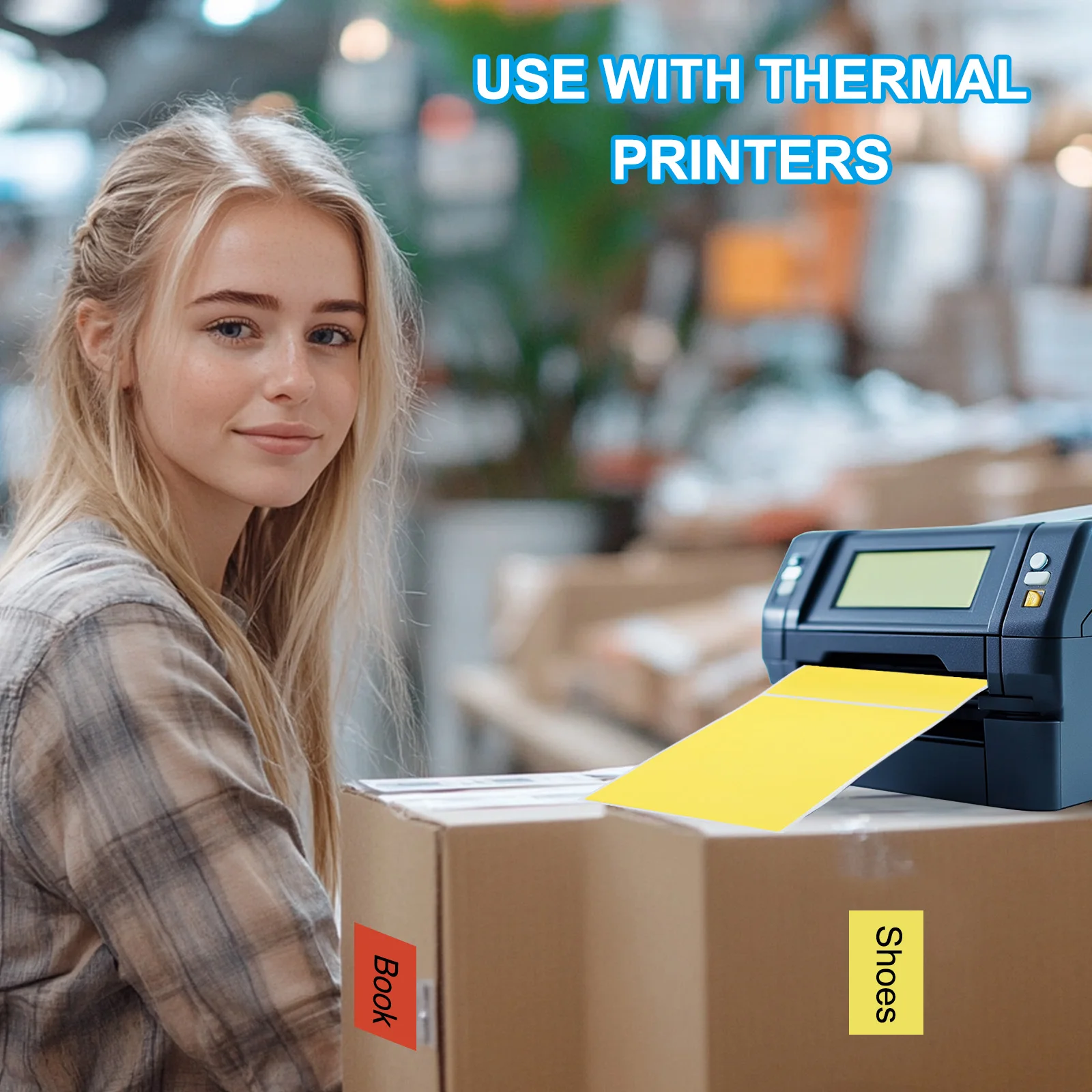 1Roll Thermal Adhesive Color Label Sticker Self-Adhesive Label Paper Direct Thermal Printer Sticker Labels for Shipping Address