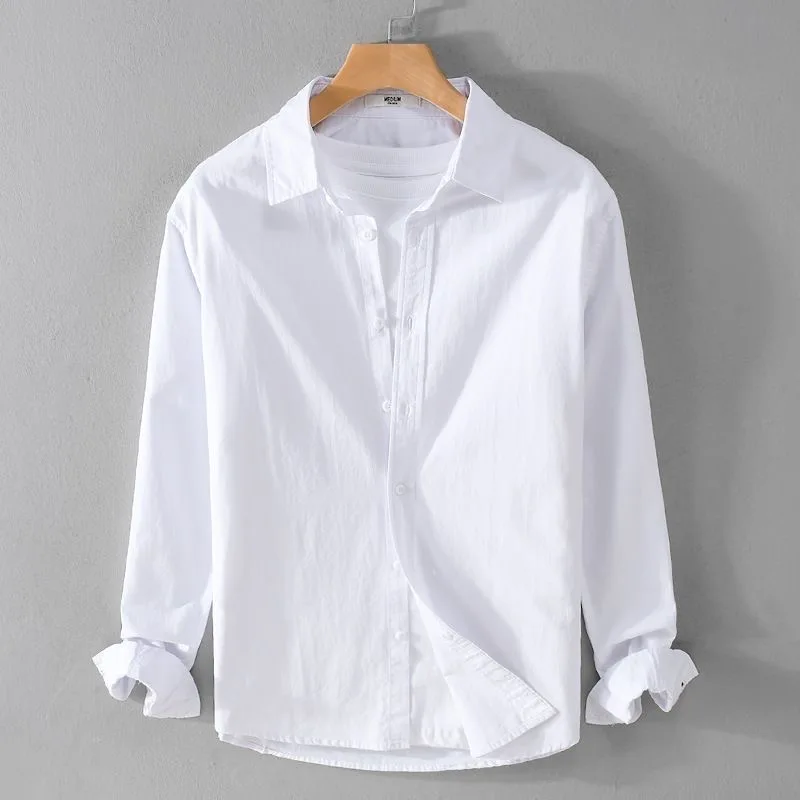 

Comfortable Cotton Linen Long Sleeve Shirt Men Color Simple Style Easy to Match High End Feeling Spring Autumn Fashion