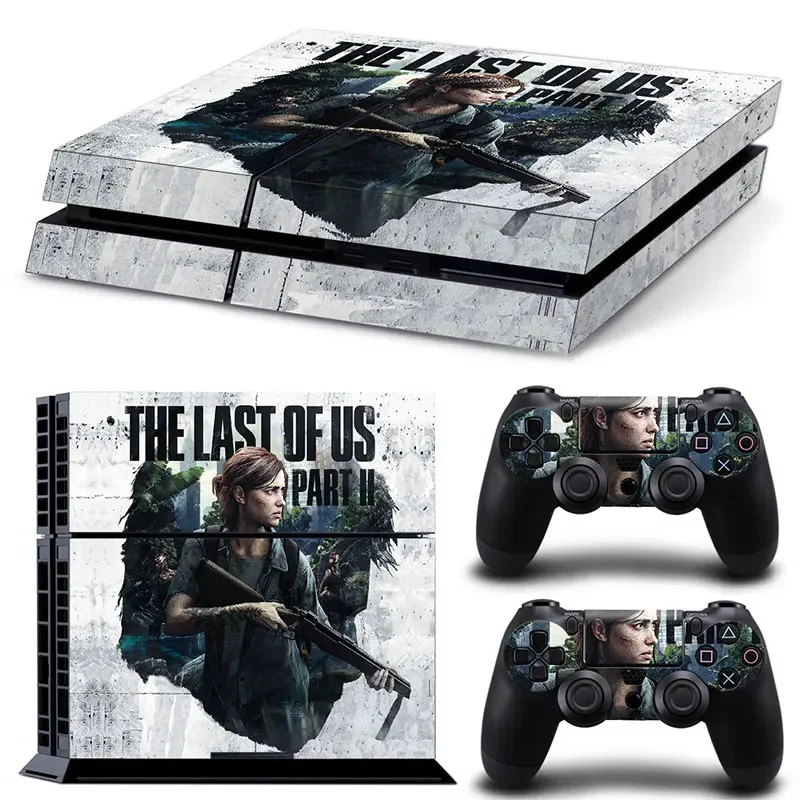 The last of US part 2 controller vinyl skin sticker for ps4 Decal Skin Cover For PS4 Console + 2pcs Controller Protection Skins