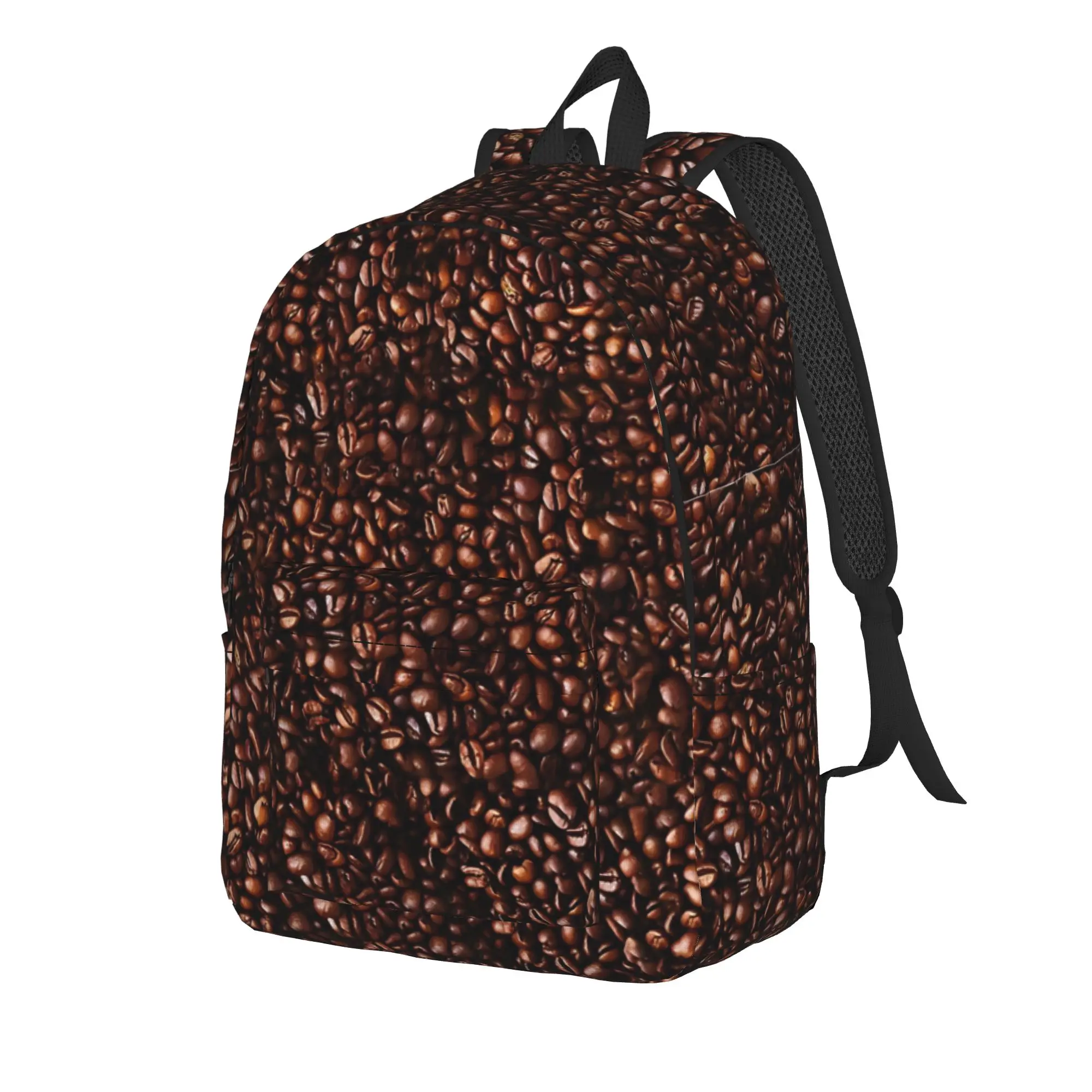 Coffee Beans In Things Pattern  Backpack  Male Polyester Travel Backpacks Print Pretty High School Bags Rucksack