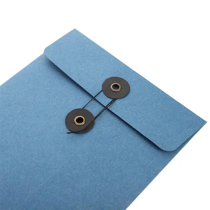 6Pcs Paper File Pouches String Button Design File Document Folders Thick File Pockets Photos Journal Storage Budget Envelopes