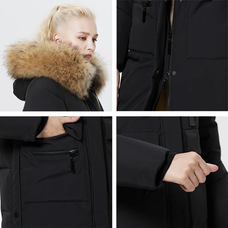 ICEbear 2023 Winter Women Jacket  Elegant Ladies Windproof Cotton Coat Women\'s New Thickened Warm  Fur Collar Parka GWD22578I