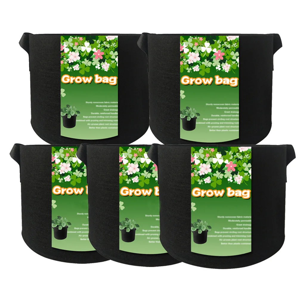 

5Pcs/Set 7 Gallon Heavy Duty Thickened Fabric Pots Grow Bags Container Nursery Flowerpot Transplant Plant Bag with Handles