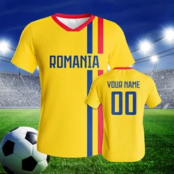 Custom Romania Soccer Jersey Personalized Football Shirt with Name Number Quick-Dry Football Top for Kids Men Women