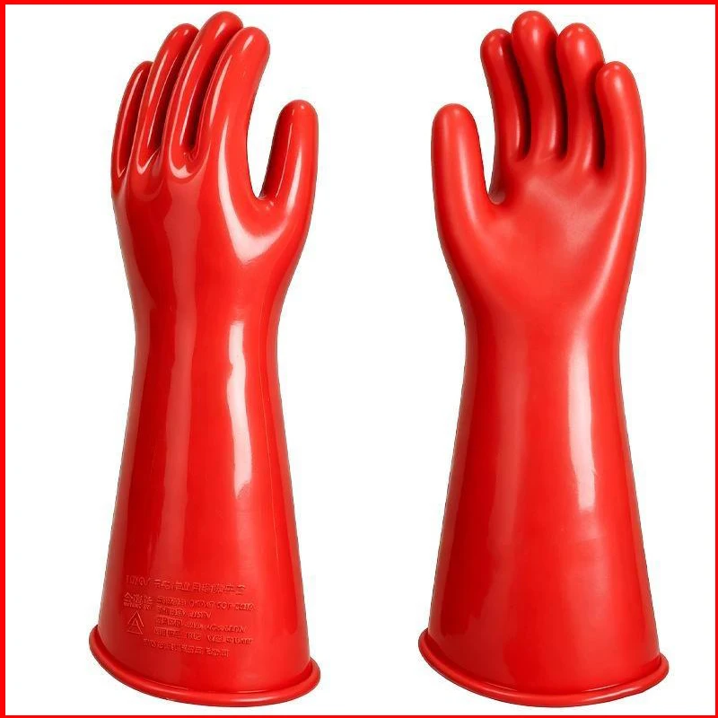 10/12kv Anti-electricity Protect Rubber Gloves Professional High Voltage Electrical Insulating Gloves Electrician Safety Work