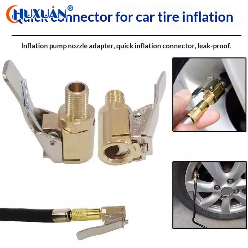 [Q]Brass Locking Nozzle Tire Air Chuck Clip Adapter - Automotive Grade For Efficient Inflation