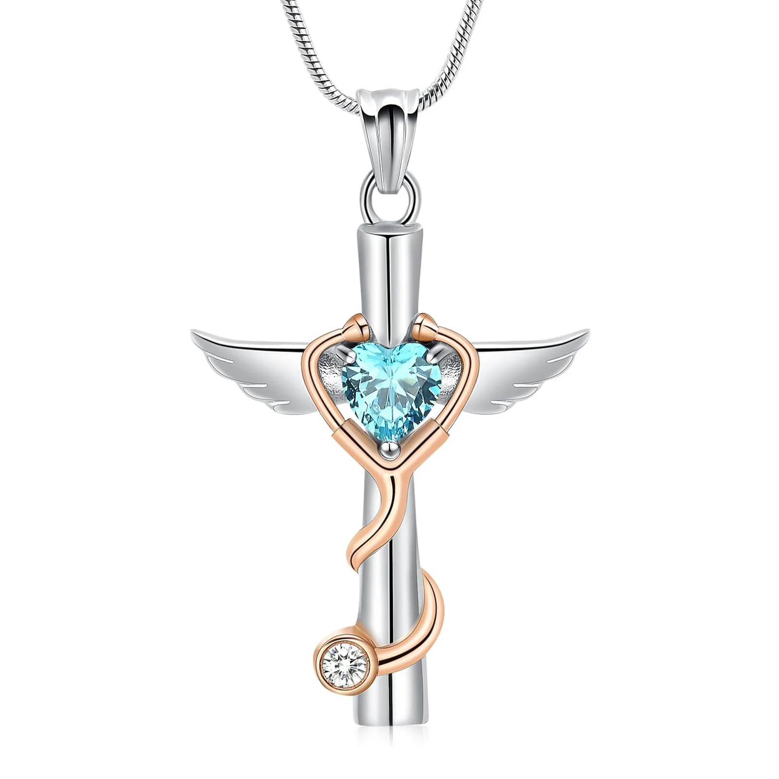 Cross Urn Necklaces for Ashes for Women Men Stethoscope Cremation Jewelry Stainless Steel Wing Memorial Necklace Ash Holders