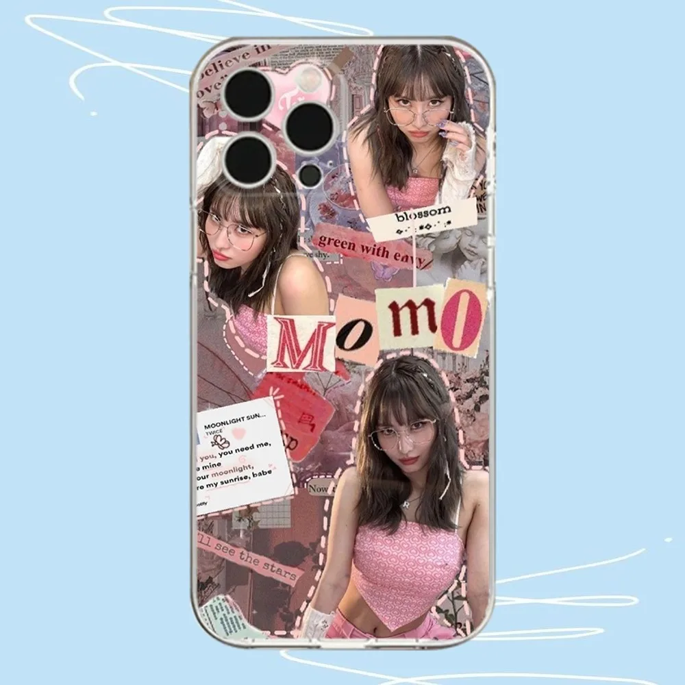 T-Twice Momo Phone Case For iPhone 16,15,14,13,12,11 Plus,Pro,Max,XR,XS,X,7,8 Plus,SE,Mini Transparent Shell