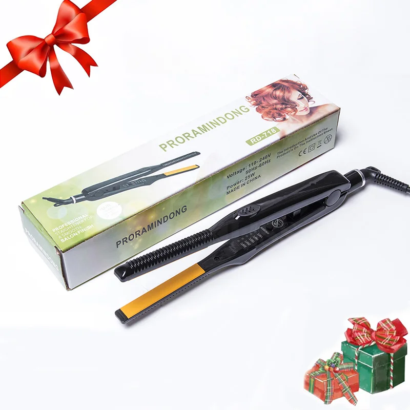 Portable Travel Two‑in‑1 Hair Dryer Brush Mini Straightener Curler Professional Ceramic Hair Styling Comb Multifunctional Hair Beard Straightening Tool for Men Women