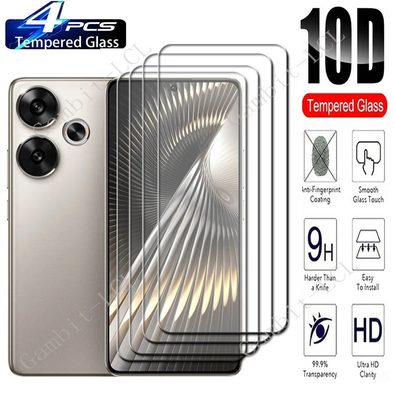 

4 шт. для Xiaomi Poco F6 6,67 дюйма, защитное закаленное стекло для экрана на XiaomiPocoF6 PocoF6 Redmi Turbo 3 Turbo3, защитная пленка