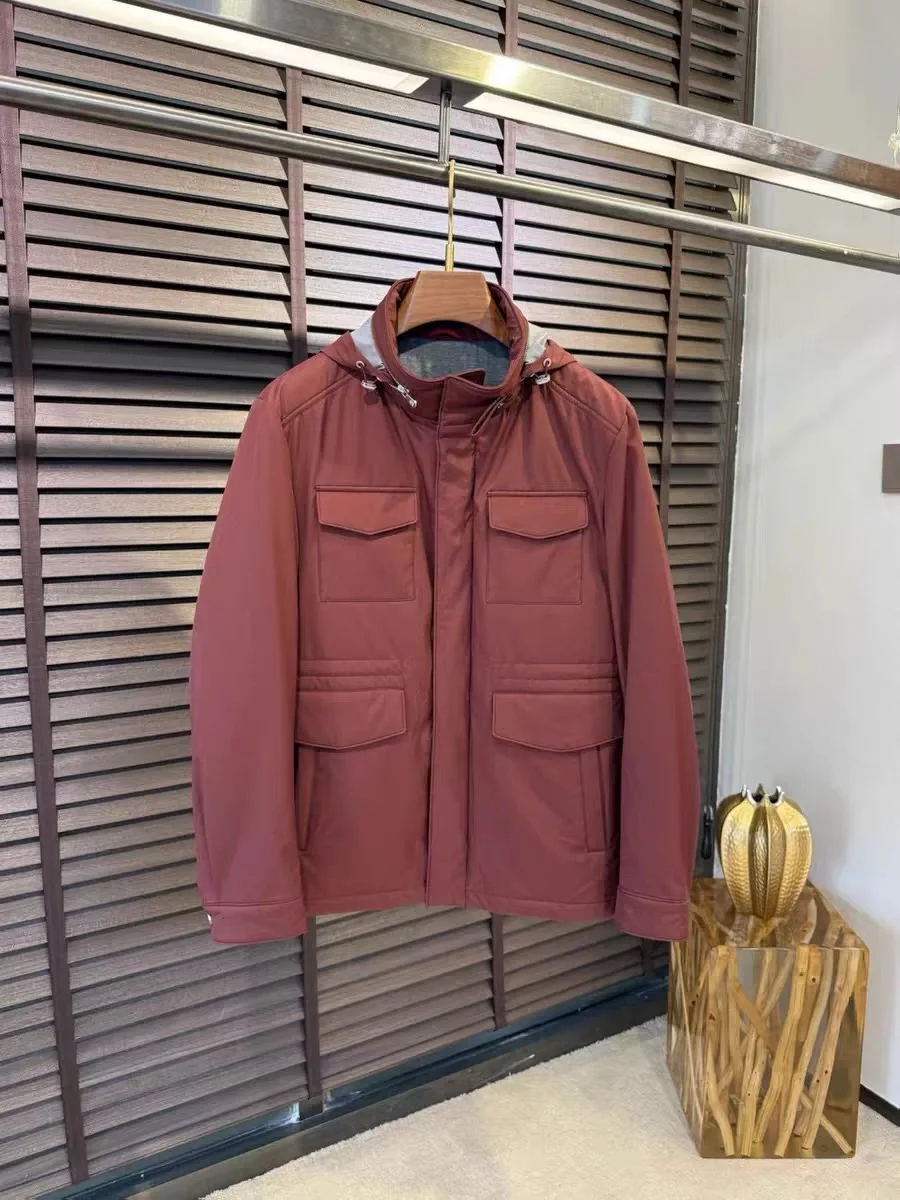 

Italian Sle Men's Cotton Jaet Autumn Winter Faion Multi-ket Hunting Coat Stand Collar Retro Wealthy Look Men's Coat