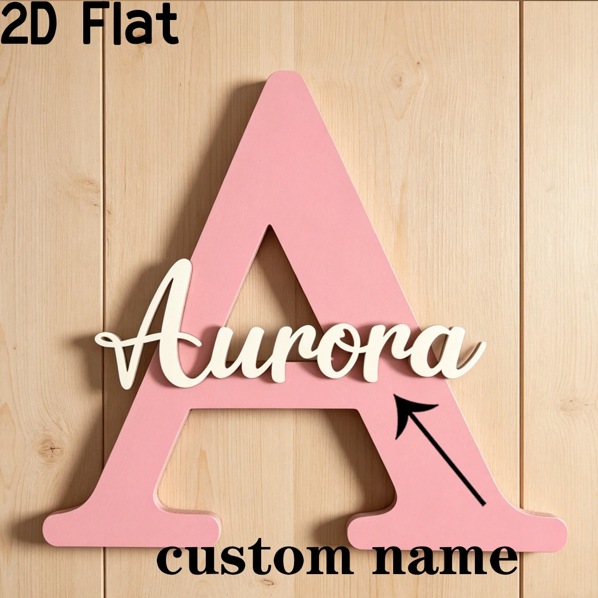1Pc Custom Pink Alphabet A Woo - Baby Nursery Office recension och pris