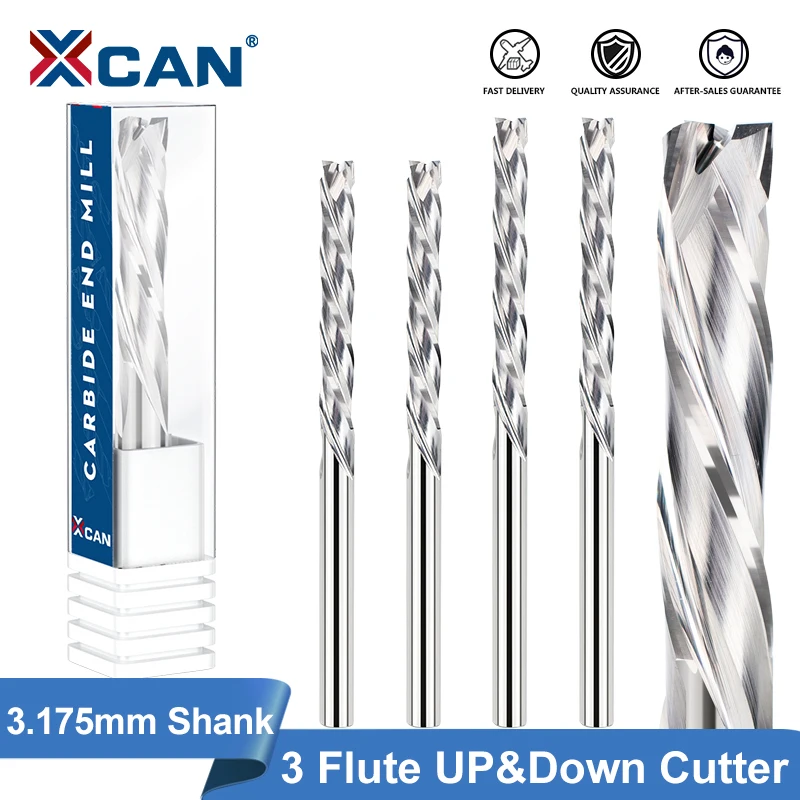 

Твердосплавная фреза XCAN, 3 канавки, вольфрамовая концевая фреза, инструмент с ЧПУ, 3,175 мм для алюминия, стекловолокна, акрила, дерева, меди, пластика