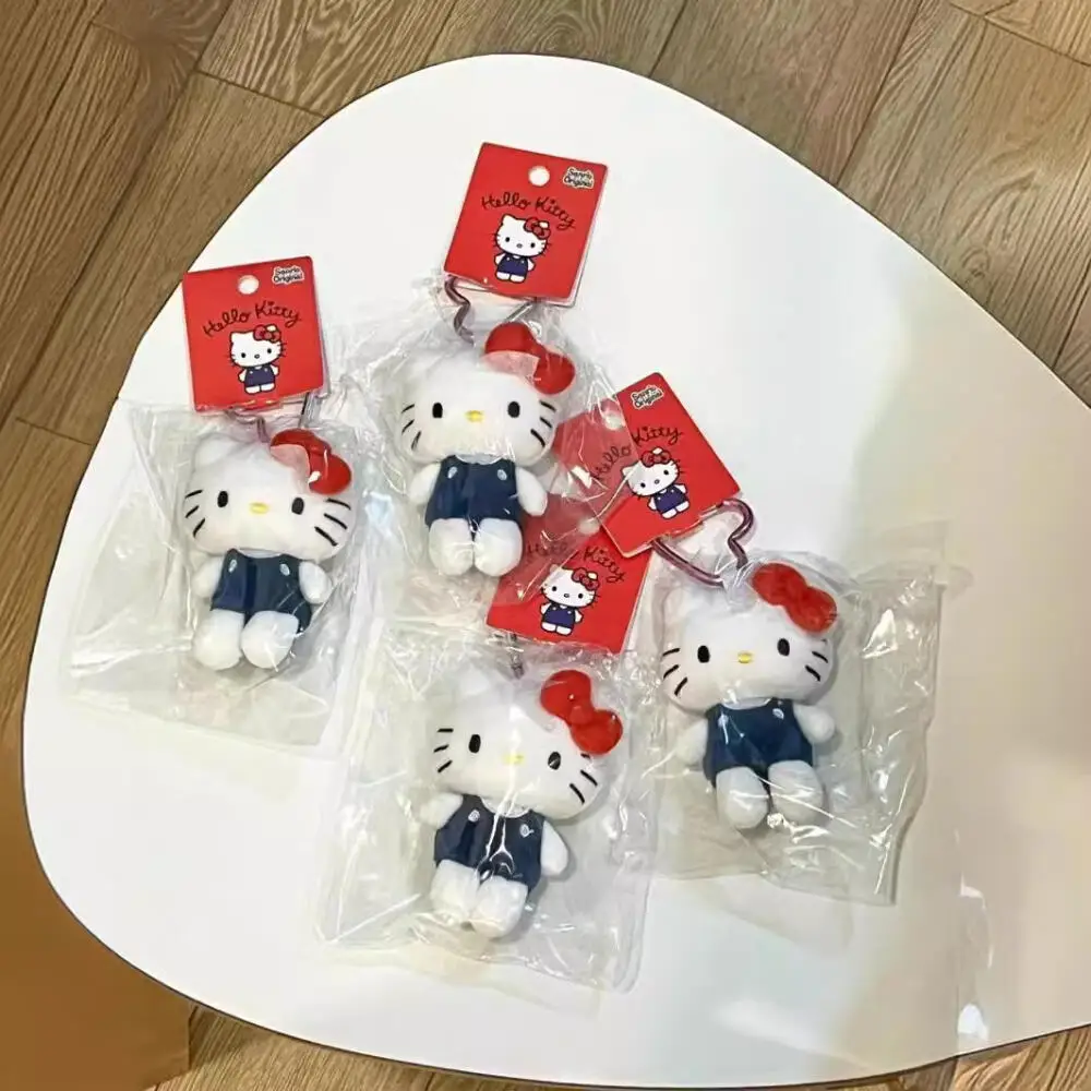Sanrio hello kitty boneca de pelúcia chaveiro amor nó kitty gato bonito dos desenhos animados chaveiros saco acessórios ornamento presentes