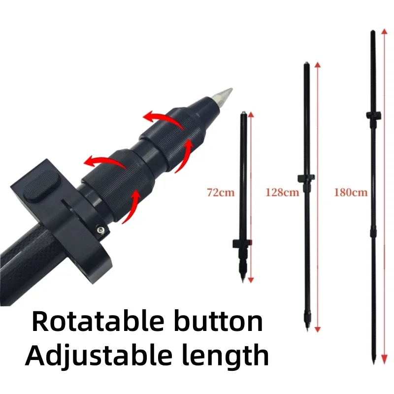 Carbon Fibre Pole 72-180cm Telescopic Centering Pole Portable RTK GPS Prism Pole Surveying Rod Aluminum Alloy 5/8x11 Thread