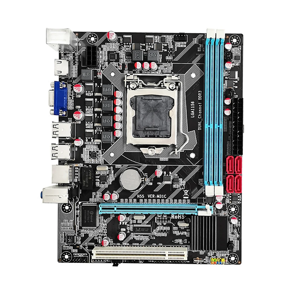 Imagem -02 - Placa-mãe H55 Lga 1156 Memória 16gb Ram Ddr3 Sata2.0 i3 530 i5 750 660cpu 1333mhz