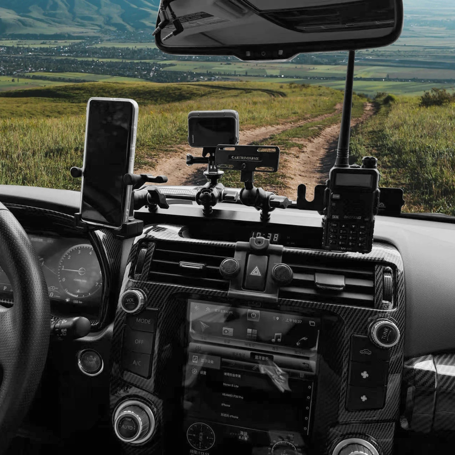 For Toyota 4Runner 5th Gen 2010-2024 LHD Offroad Digital Device Dash Mount Bracket Multi-Function Phone GPS Holder