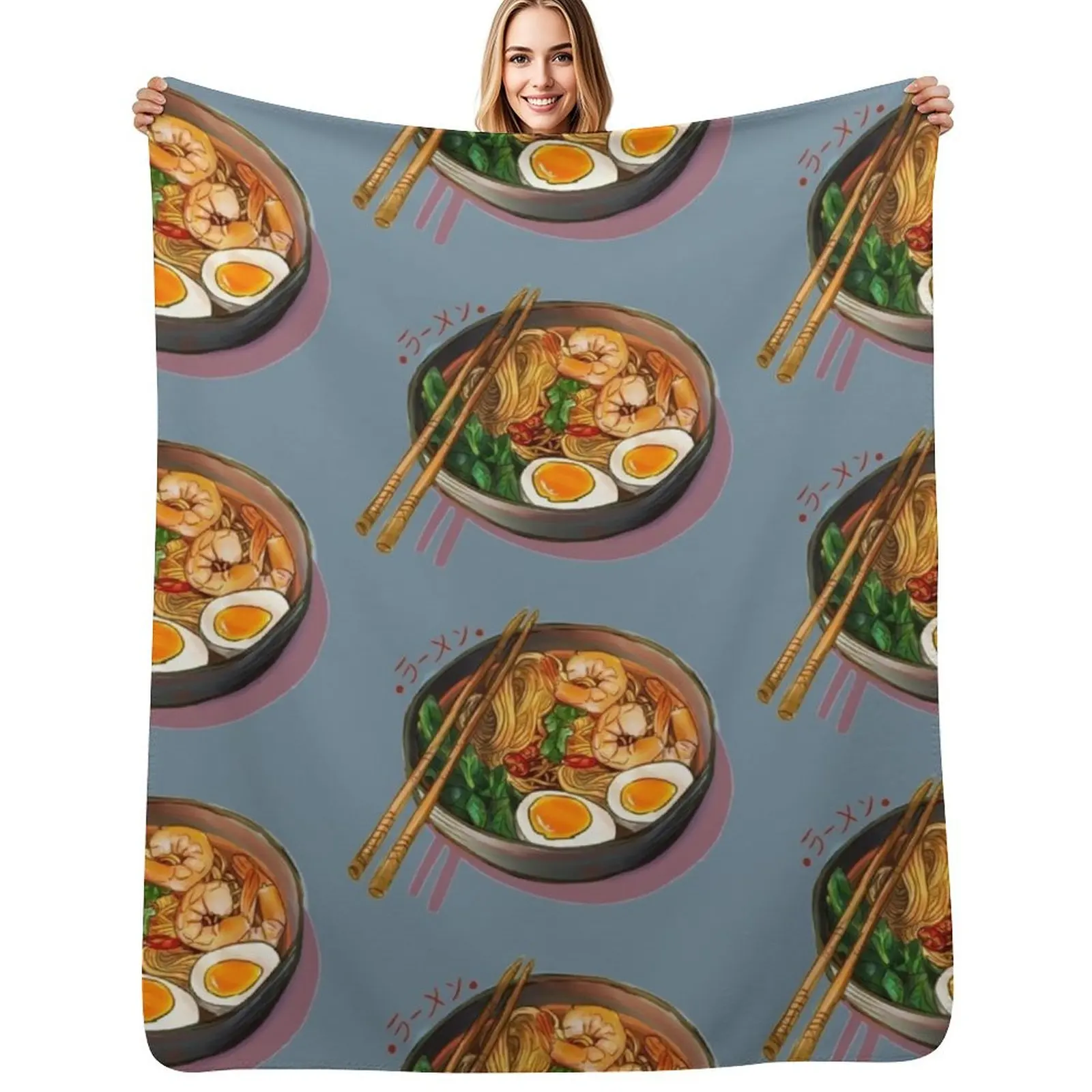 

Japanses Ramen Noodles Bowl Throw Blanket Luxurious Soft Blanket Holiday Gift for Family